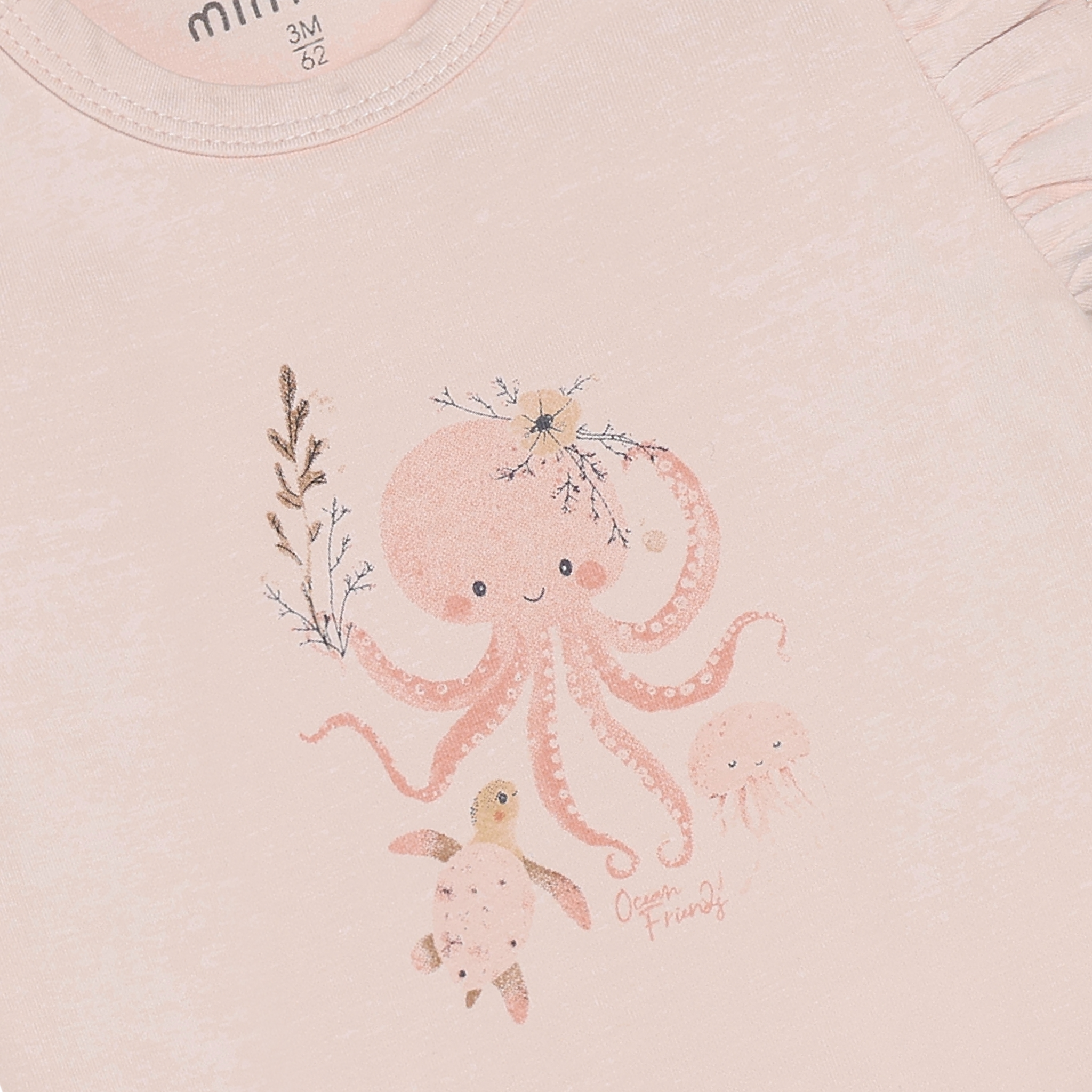 minymo T-shirt imprimé d'animaux marins - Rose