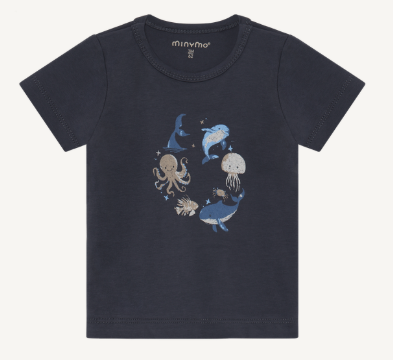 minymo T-shirt imprimé  d'animaux marins - Navy