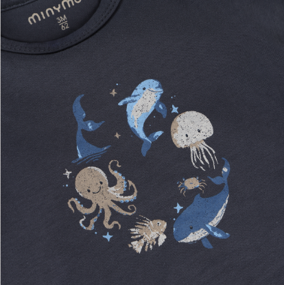 minymo T-shirt imprimé  d'animaux marins - Navy