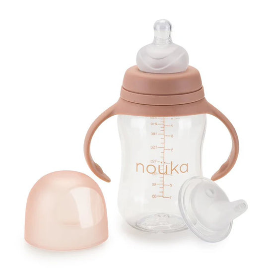Ñouka Biberon de transition / tasse à bec 8oz. - Soft blush (0+ m)