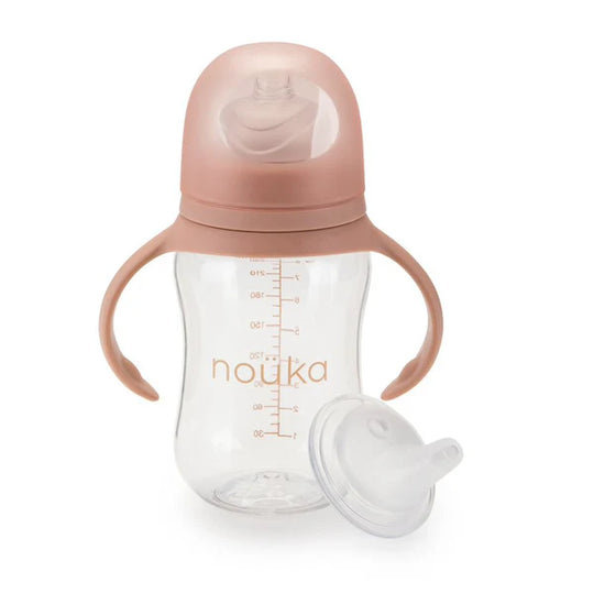Ñouka Biberon de transition / tasse à bec 8oz. - Soft blush (0+ m)
