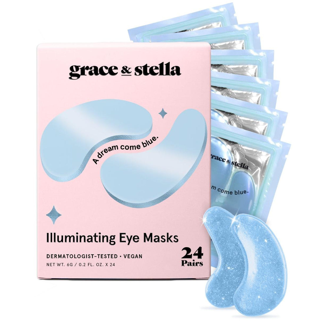 Grace & Stella Masque illuminateur bleu pour les yeux - individuelle