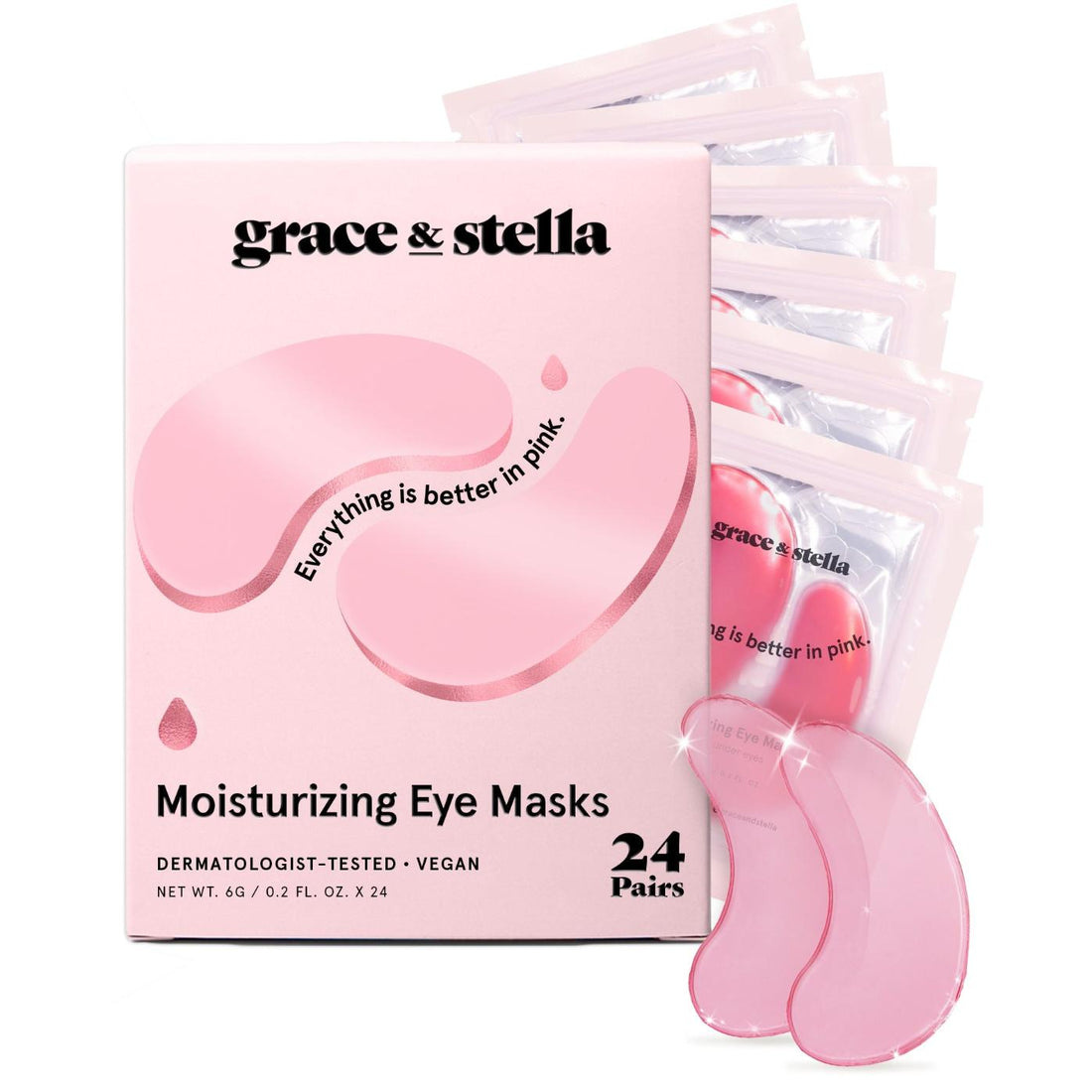Grace & Stella Masque hydratants rose pour les yeux - individuelle