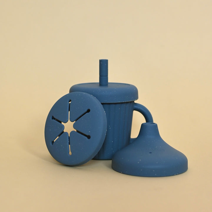 Minika Verre 3 en 1 - Acier inoxydable et silicone - Indigo