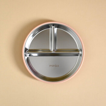 Minika Assiette en acier avec succion en silicone - Blush