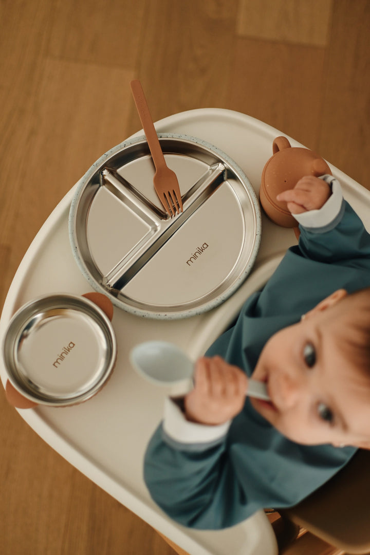 Minika Assiette en acier avec succion en silicone - Blush