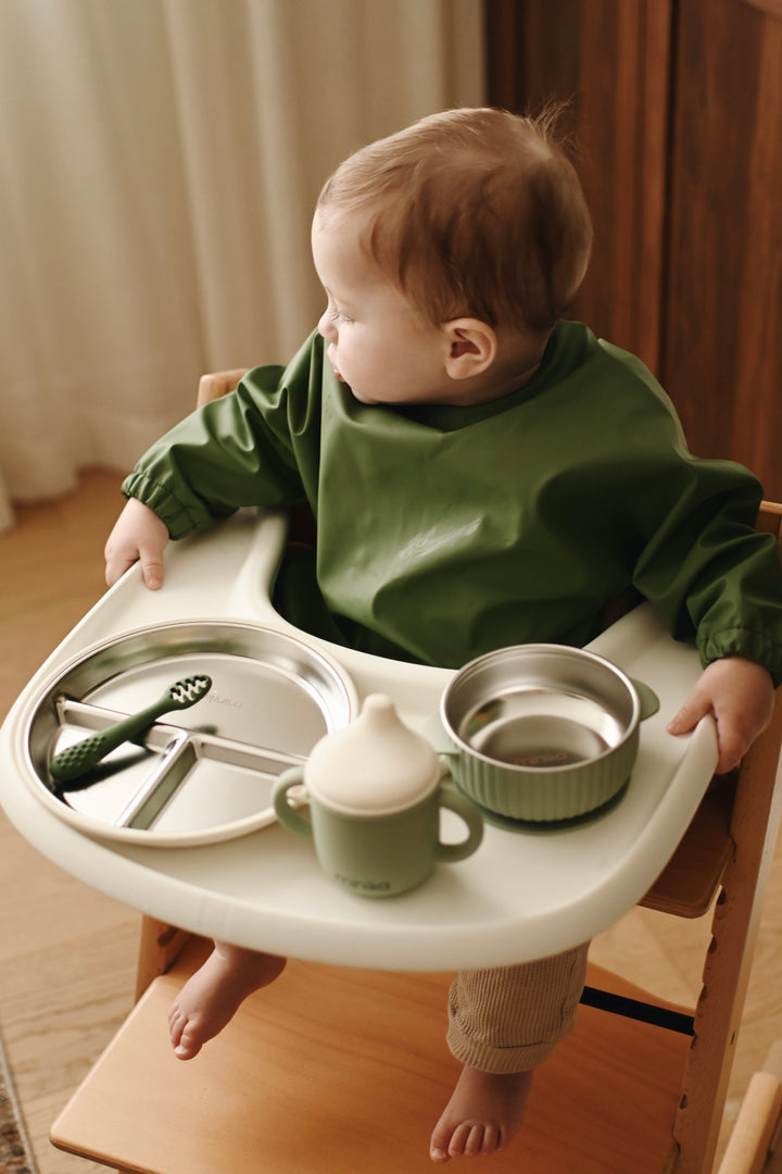 Minika Assiette en acier avec succion en silicone - Leaf