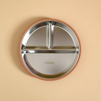 Minika Steel plate with silicone suction cups - Almond