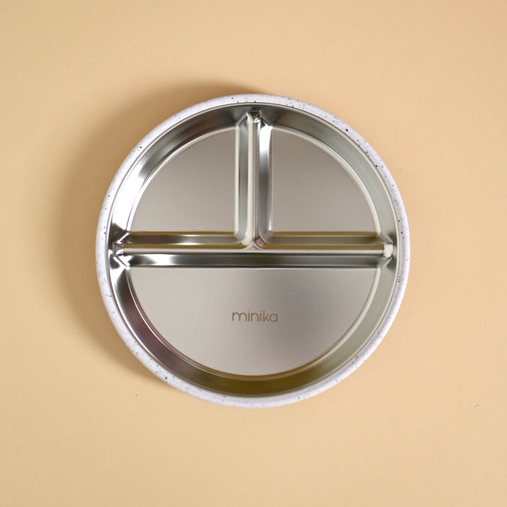 Minika Assiette en acier avec succion en silicone - Lavender