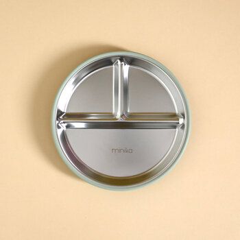 Minika Assiette en acier avec succion en silicone - Sage