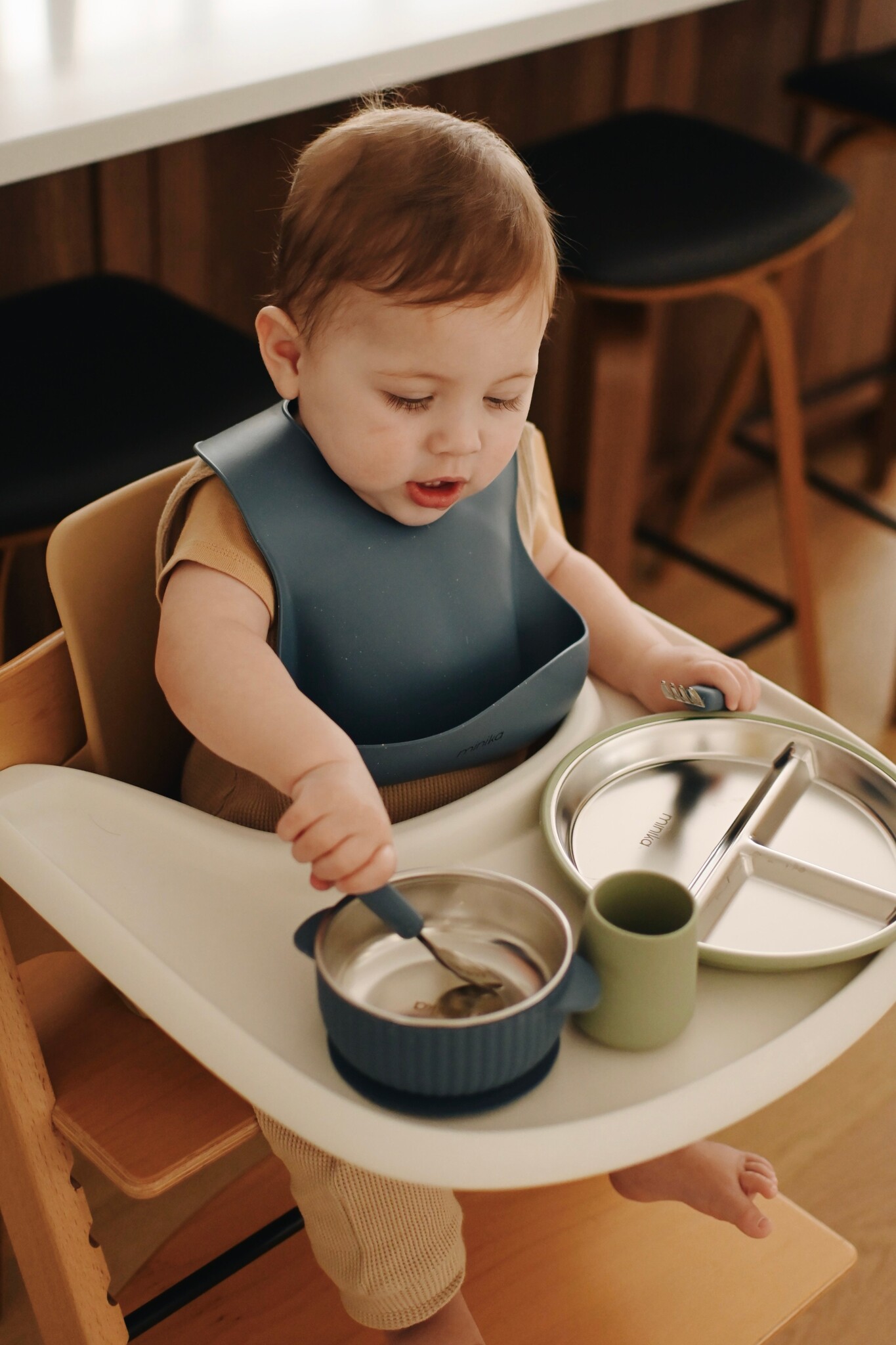 Minika Bol en acier inoxydable avec succion en silicone - Indigo