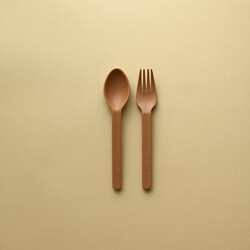Minika Set of wheat straw utensils - Almond