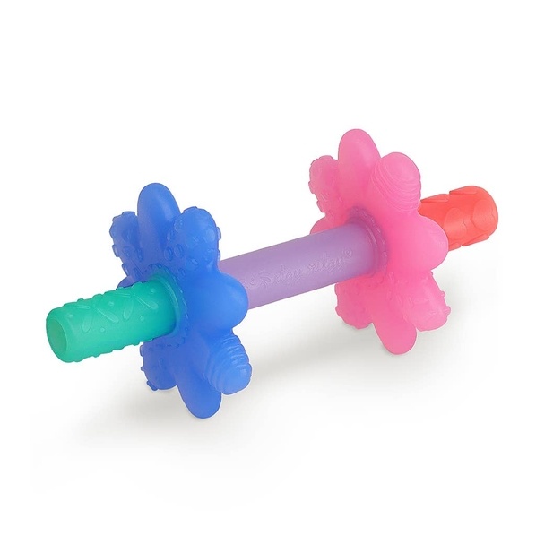 Itzy Ritzy Teensy tubes- Silicone teething chew tube - Pink rainbow