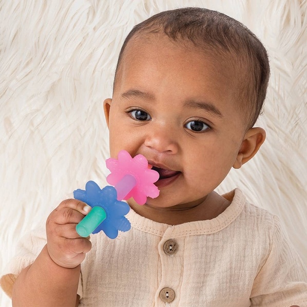 Itzy Ritzy Teensy tubes- Silicone teething chew tube - Pink rainbow