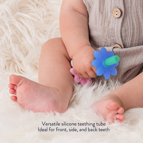 Itzy Ritzy Teensy tubes- Silicone teething chew tube - Pink rainbow