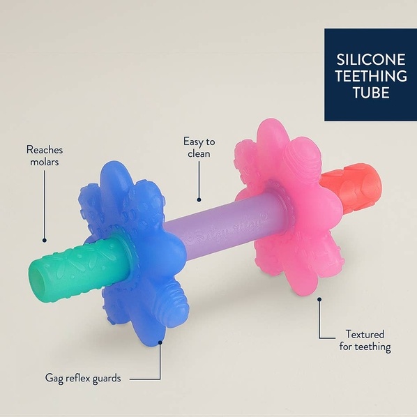 Itzy Ritzy Teensy tubes- Silicone teething chew tube - Pink rainbow