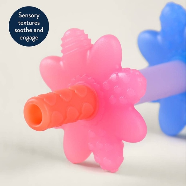 Itzy Ritzy Teensy tubes- Silicone teething chew tube - Pink rainbow