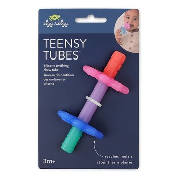 Itzy Ritzy Teensy tubes- Silicone teething chew tube - Pink rainbow