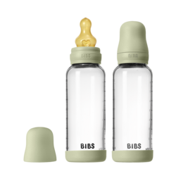 Bibs Bouteille en verre (2-pk) 240ml - Medium flow - Sage