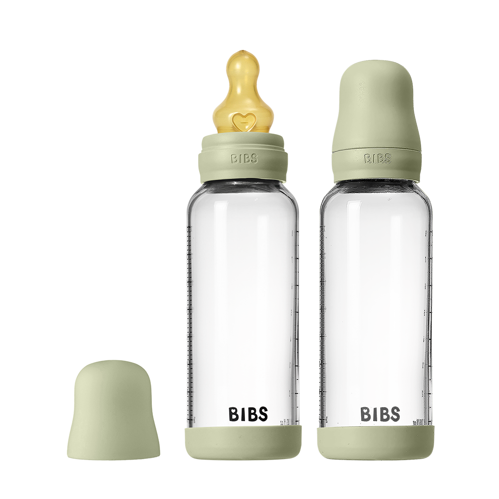 Bibs Bouteille en verre (2-pk) 240ml - Medium flow - Sage