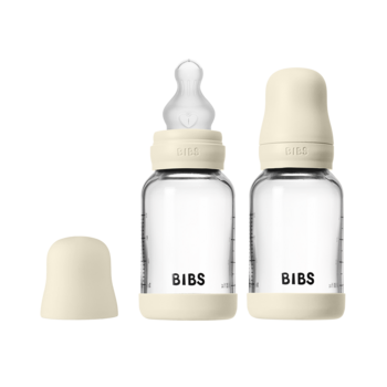 Bibs Bouteille en verre (2-pk) 120ml - Slow flow - Ivory