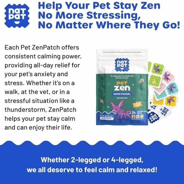 The Natural Patch co. Autocollant pour animaux de compagnie - Zen (anxiété) / paquet de 24