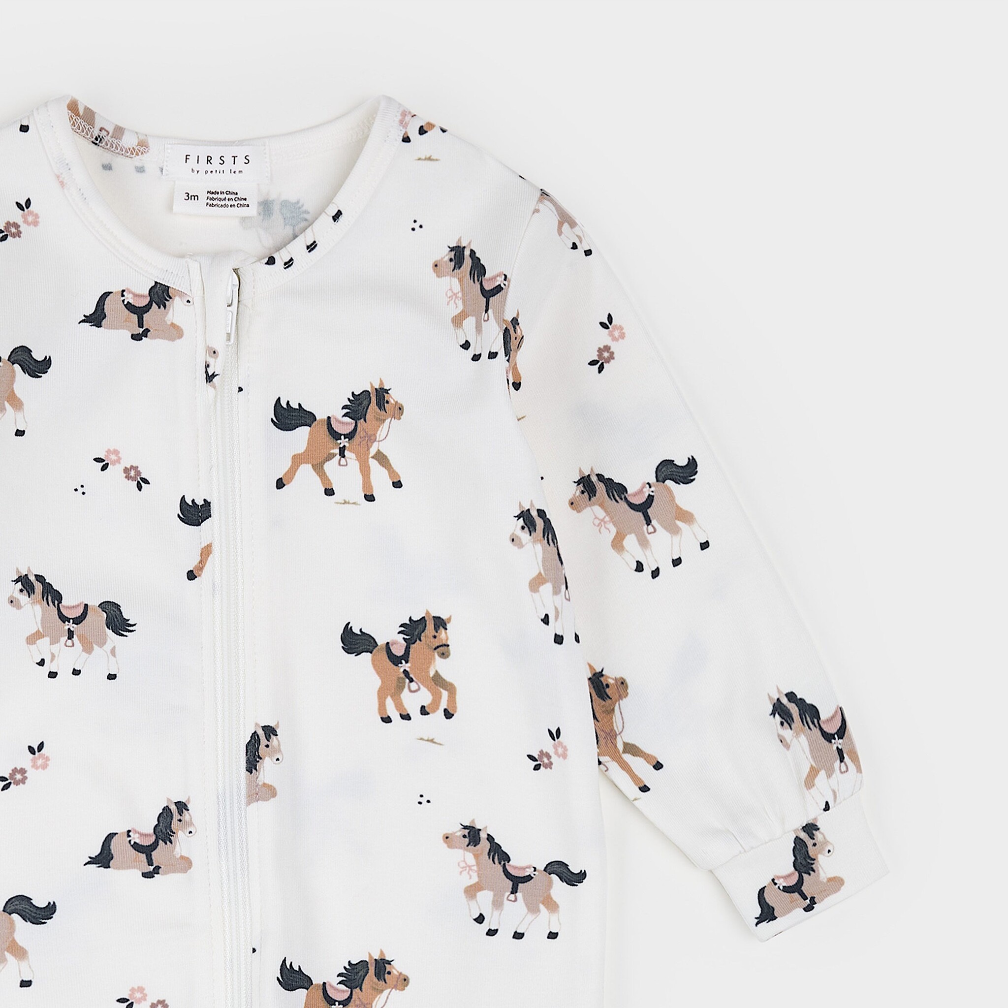 Petit Lem Dormeuse Cheval/fleurs - Off white