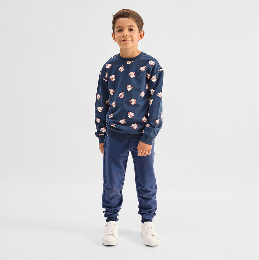 Miles the label Chandail bleu marine à imprimé bouledogues