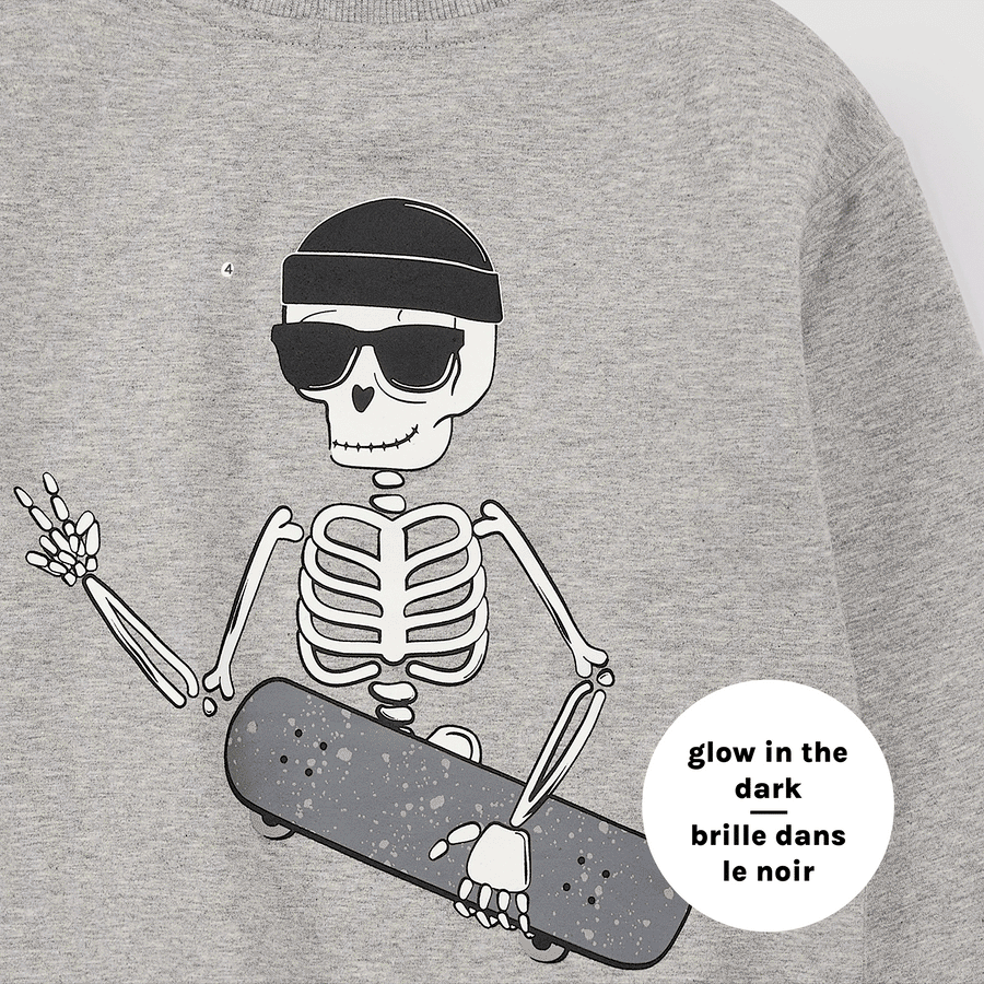 Miles the label Chandail gris chiné « Skeleton Crew » phosphorescent