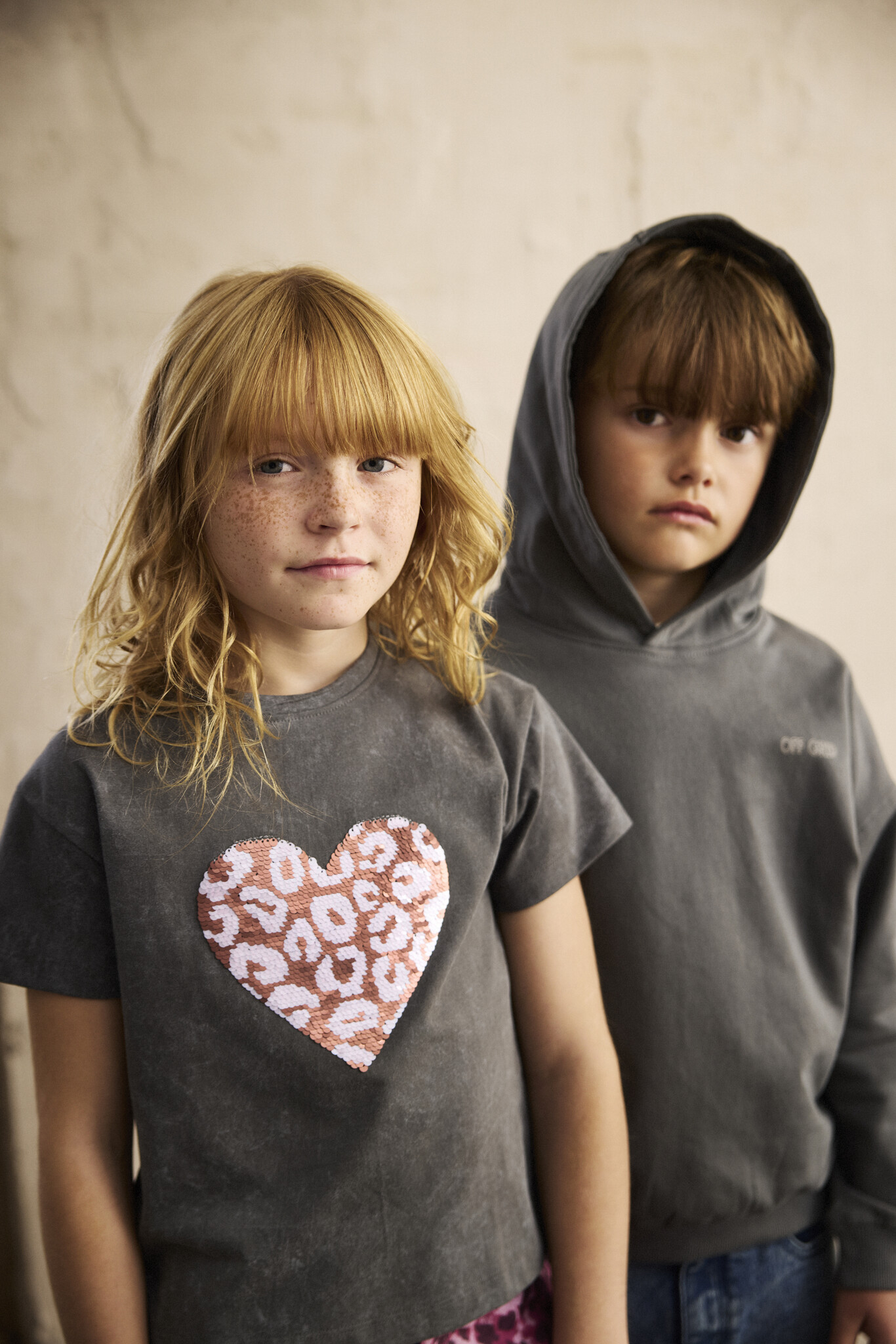 minymo T-shirt délavé coeur en séquin réversible - Iron oxide