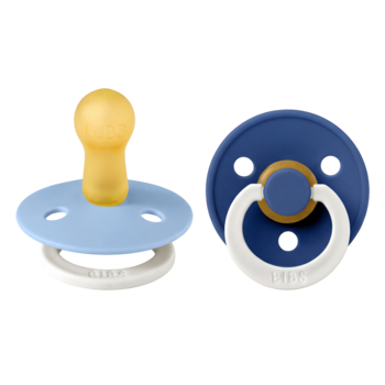 Bibs Set of 2 pacifiers latex - Sky blue / Cornflower - ''Glow in the dark''