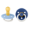 Bibs Set of 2 pacifiers latex - Sky blue / Cornflower - ''Glow in the dark''