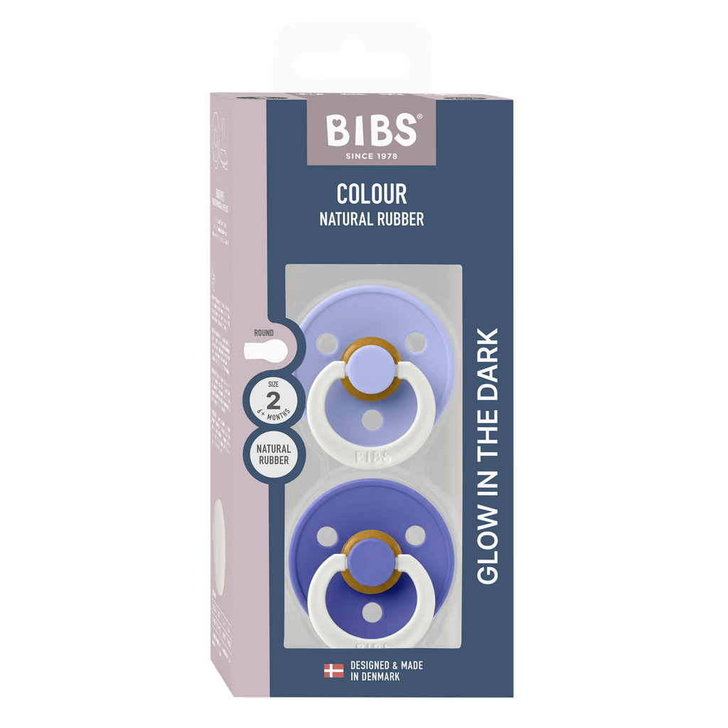 Bibs Set of 2 pacifiers latex - Hush / Grape - ''Glow in the dark'' 6-18m