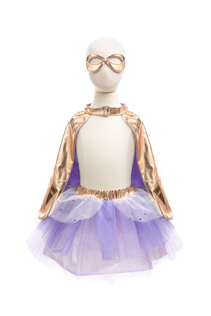 The great pretenders Ensemble de Super-Héroïne tutu, cape, masque - Or/Lilas