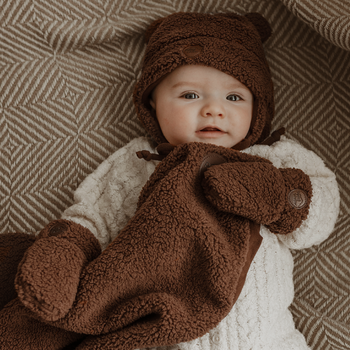 Petit Coulou Mitaine d'hiver en sherpa pour bébé - Brun