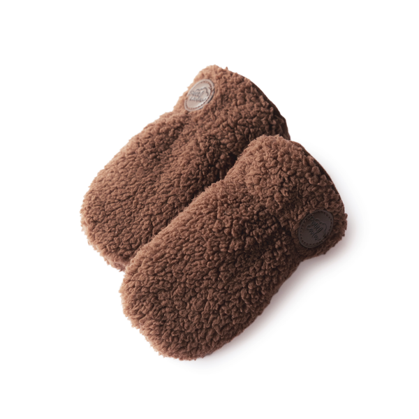 Petit Coulou Mitaine d'hiver en sherpa pour bébé - Brun