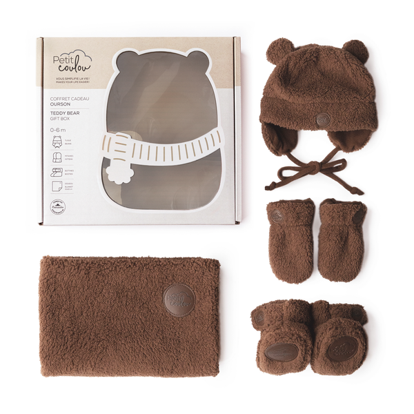 Petit Coulou Coffret cadeau ourson sherpa pour bébé - Brun