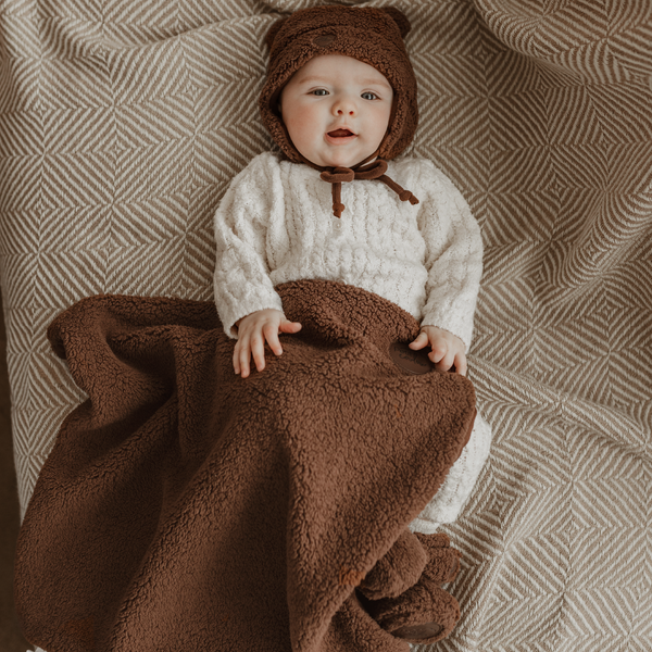 Petit Coulou Coffret cadeau ourson sherpa pour bébé - Brun