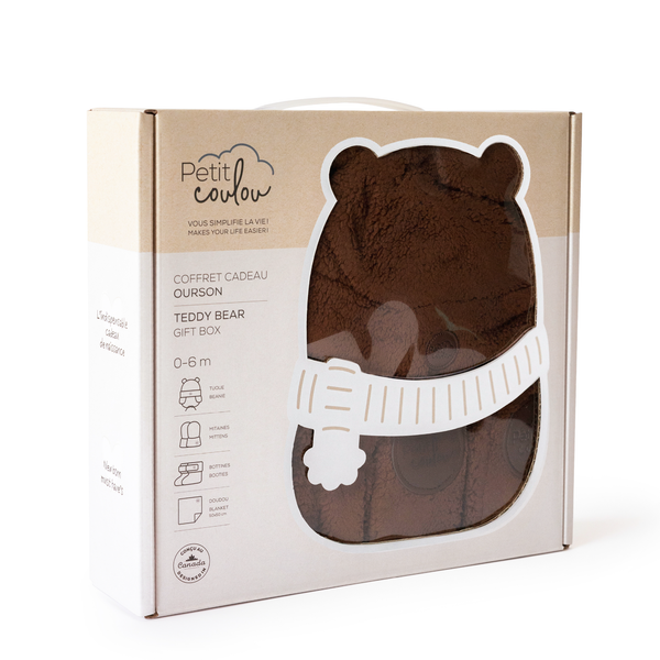 Petit Coulou Coffret cadeau ourson sherpa pour bébé - Brun