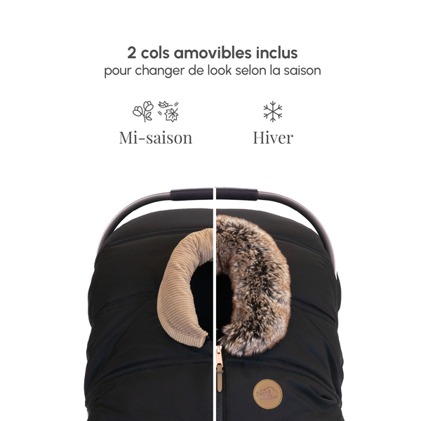 Petit Coulou Housse 3 saisons pour siège d'auto - Cols interchangeables (-30°C à 15°C) - Onyx