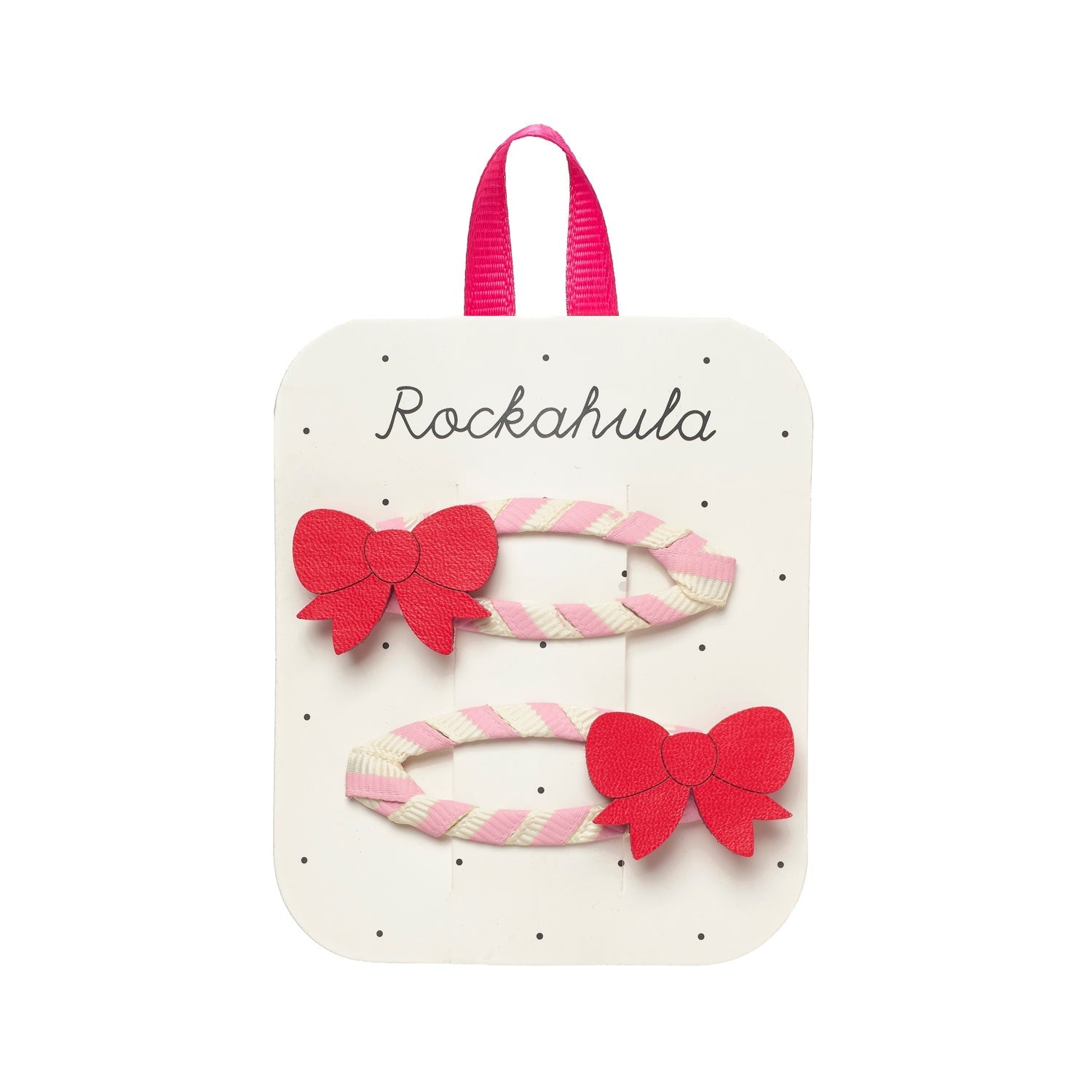 Rockahula barrettes rayées rose avec boucle rouge