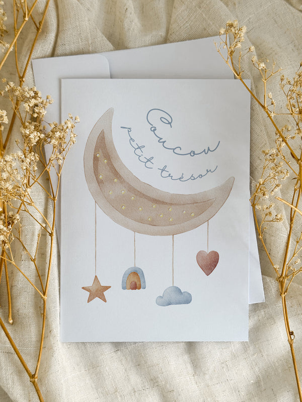 Novembre Boutique Carte de naissance Lune