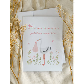 Novembre Boutique Carte de naissance Cigogne