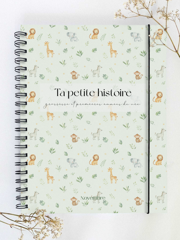 Novembre Boutique Ta petite histoire - Livre de bébé et grossesse 0-5 ans - Savane