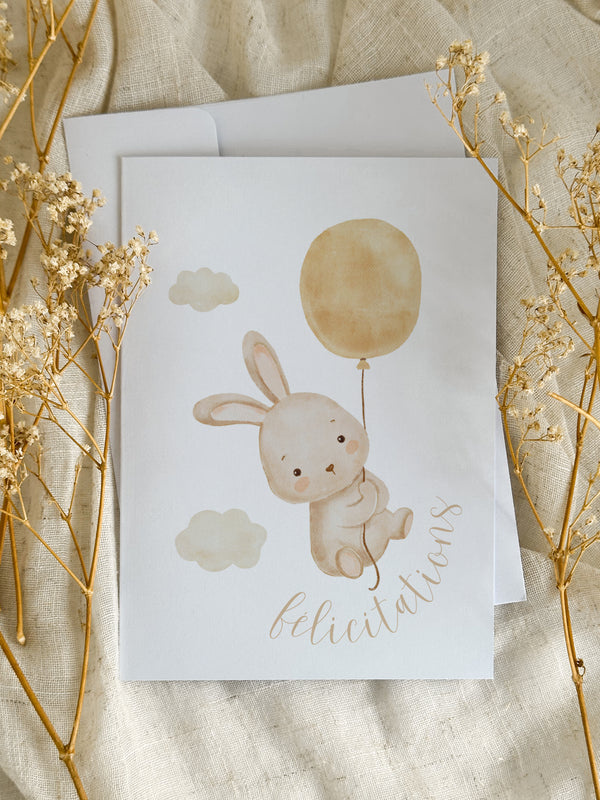 Novembre Boutique Carte de naissance Lapin