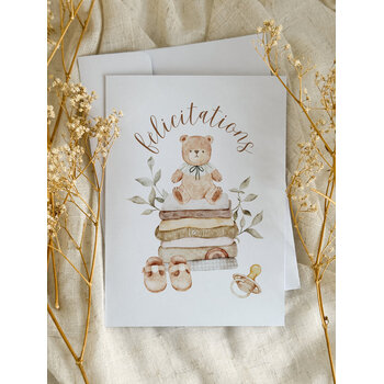 Novembre Boutique Carte de naissance Ourson