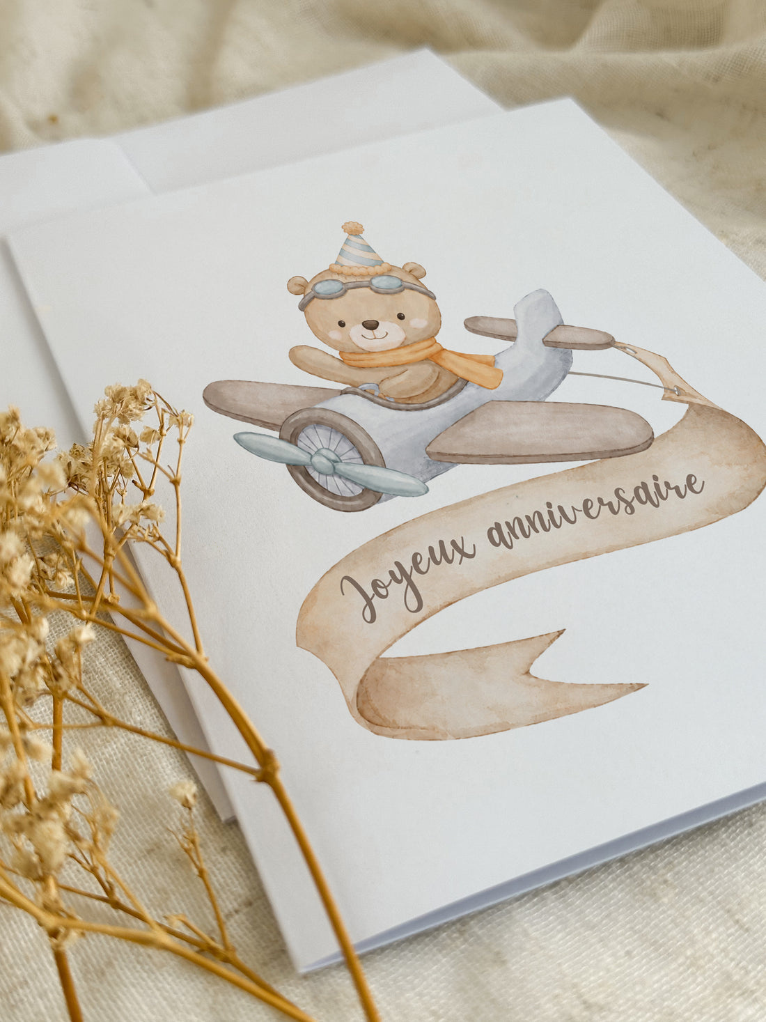 Novembre Boutique Carte d’anniversaire Ourson aviateur