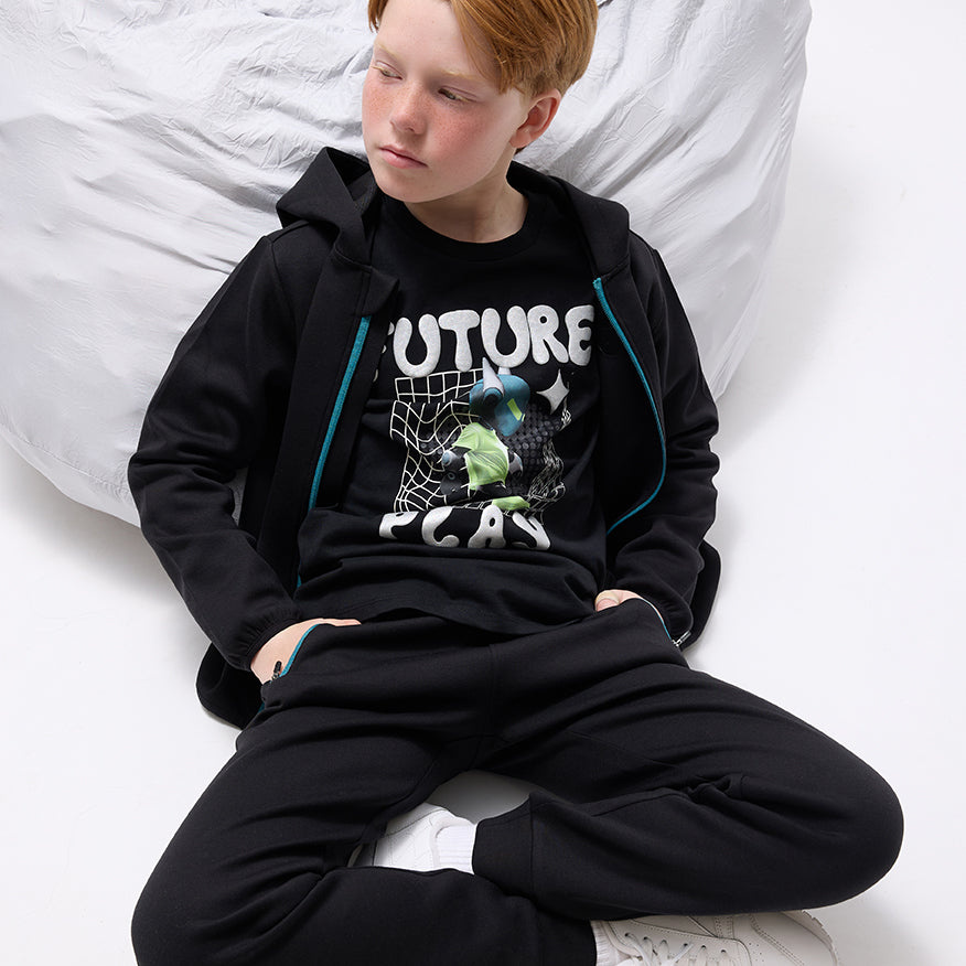 Miles the label Haut noir à imprimé métallique en relief Future Play