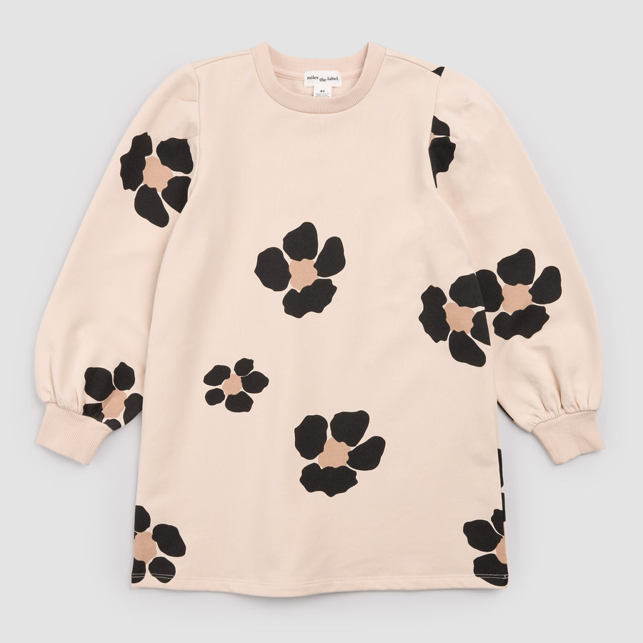 Miles the label Robe chandail en molleton amande à imprimé floral
