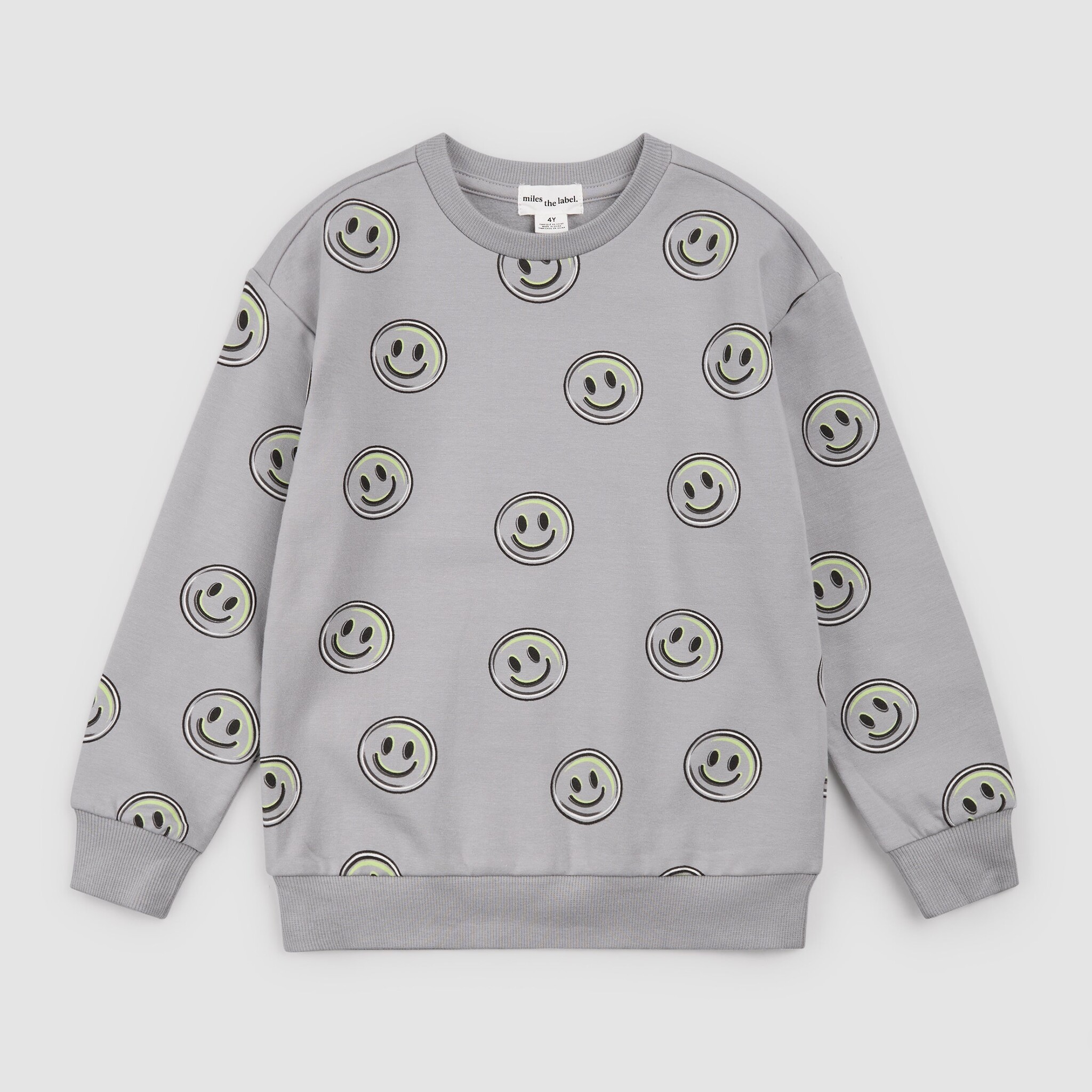 Miles the label Chandail gris fumé à imprimé visages souriants